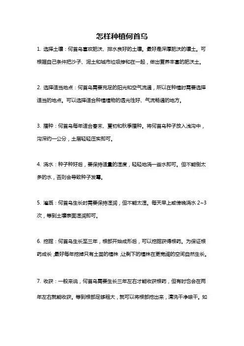 怎样种植何首乌