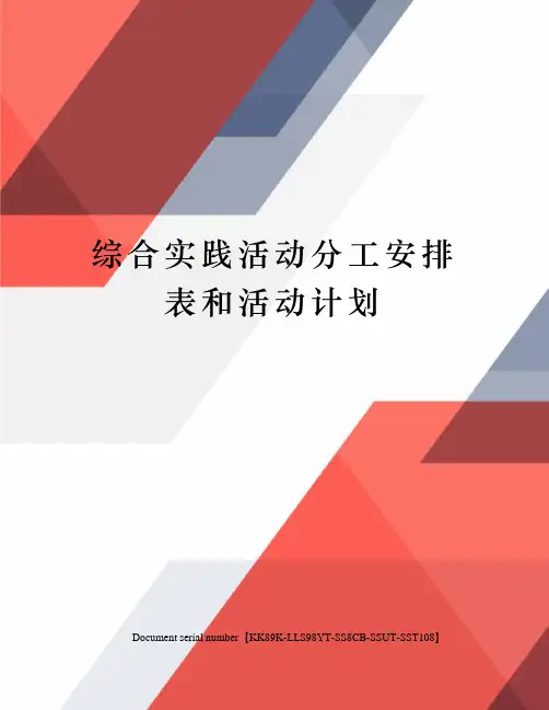 综合实践活动分工安排表和活动计划