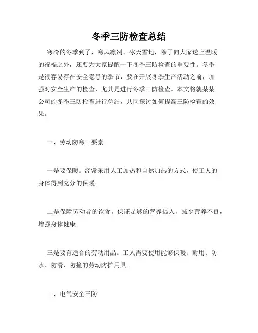 冬季三防检查总结