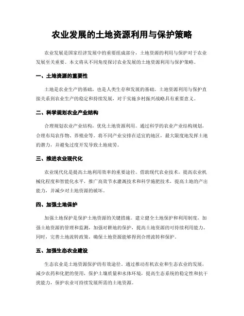 农业发展的土地资源利用与保护策略