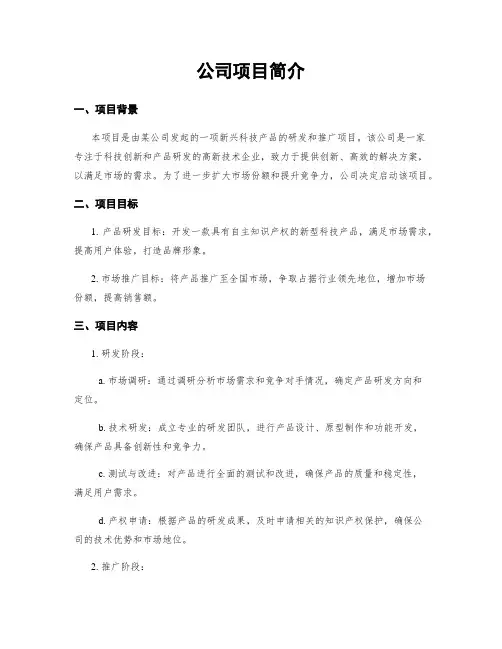 公司项目简介