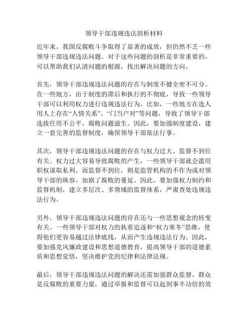 领导干部违规违法剖析材料