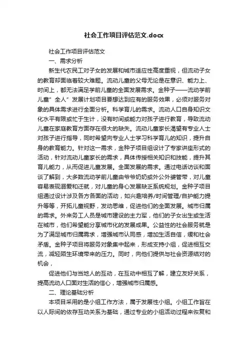社会工作项目评估范文.docx