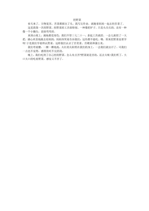 小学生挖野菜的作文