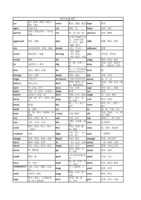 北京市人教版初中必备词汇1600超实用(默写版)