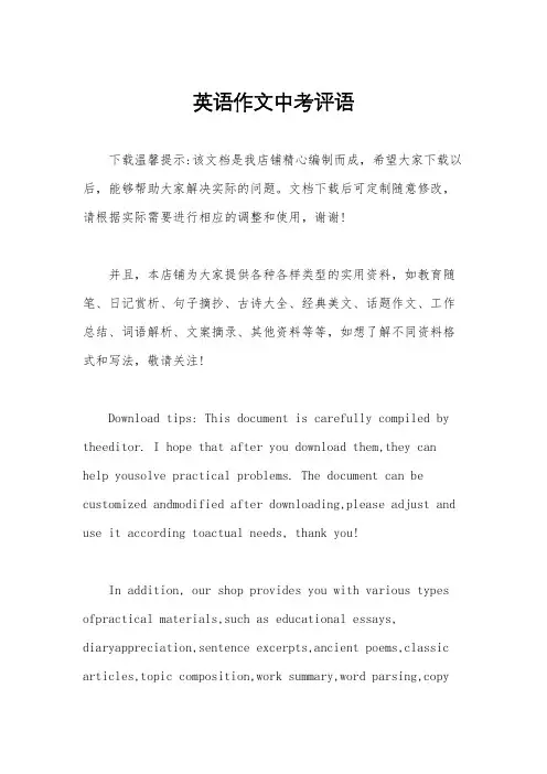 英语作文中考评语