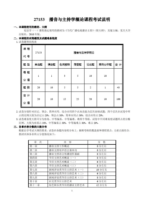 27153播音与主持学概论课程考试说明