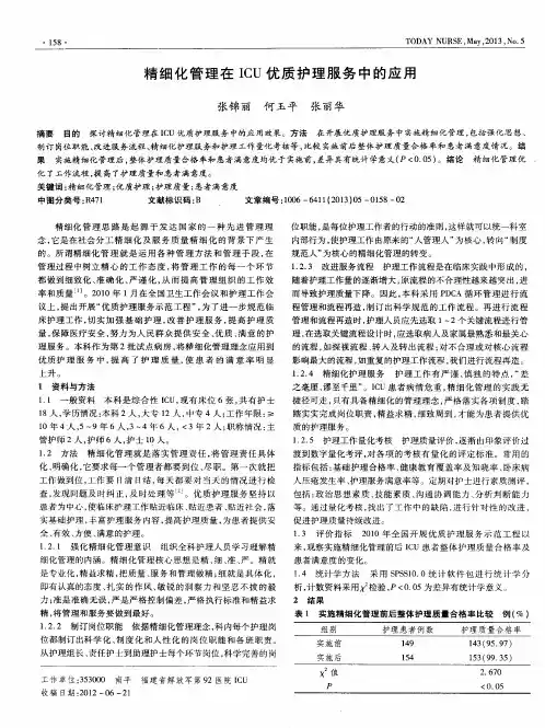 精细化管理在ICU优质护理服务中的应用