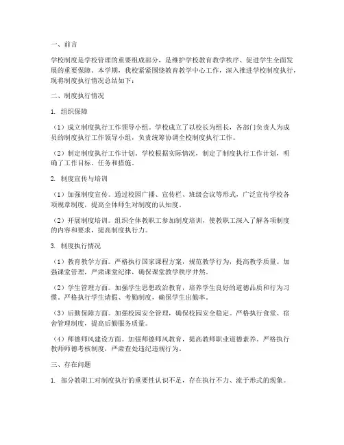 学校制度执行总结