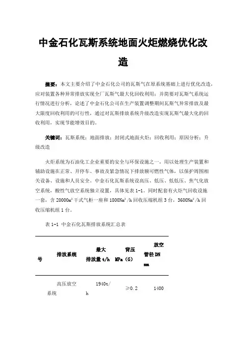 中金石化瓦斯系统地面火炬燃烧优化改造