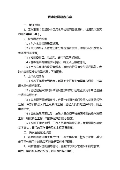 供水管网巡查方案