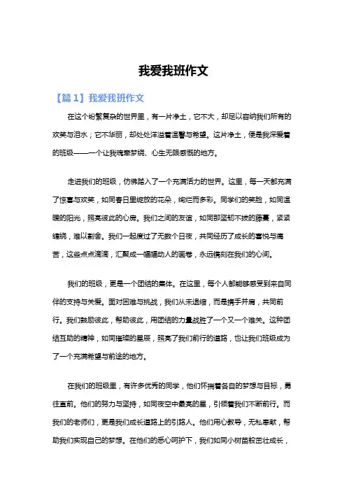 我爱我班作文