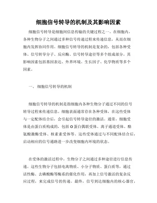 细胞信号转导的机制及其影响因素