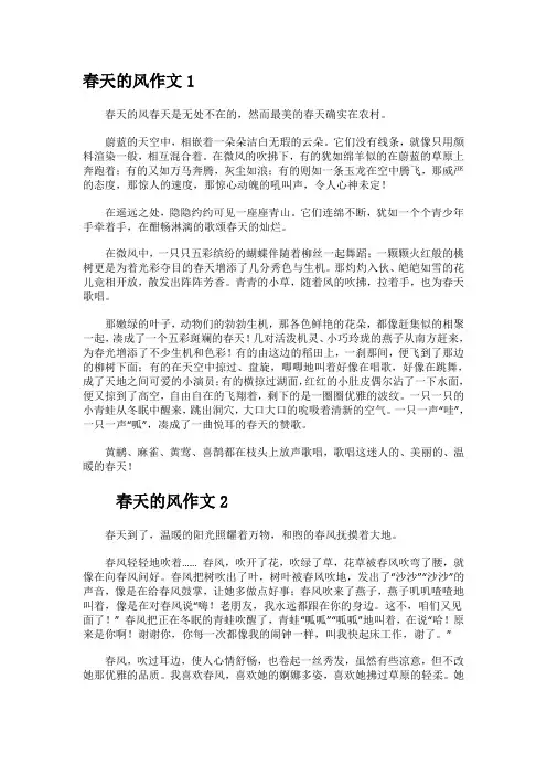 春天的风作文