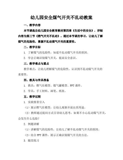 幼儿园安全煤气开关不乱动教案