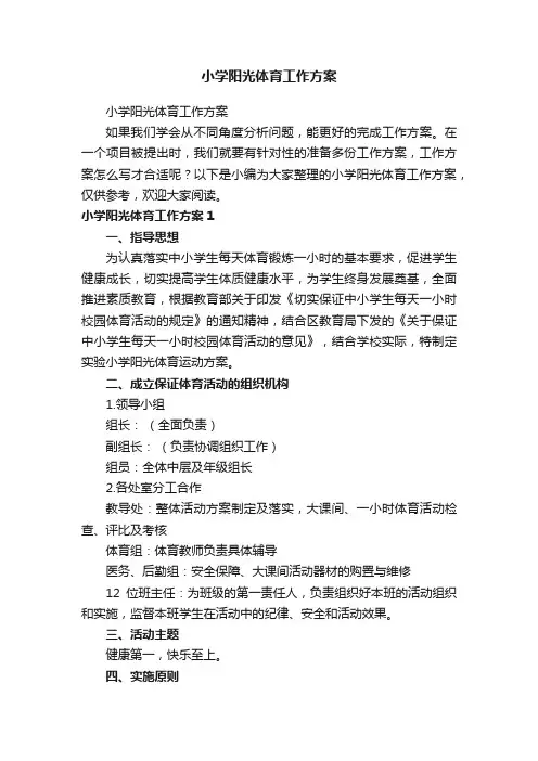 小学阳光体育工作方案