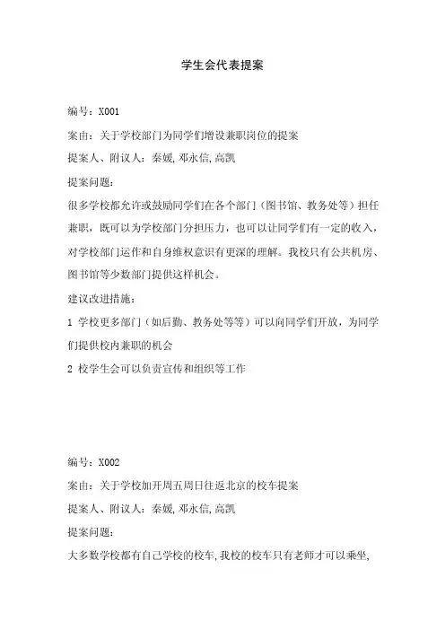 大学学生会代表大会提案