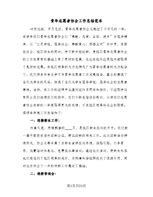 青年志愿者协会工作总结范本(9篇)