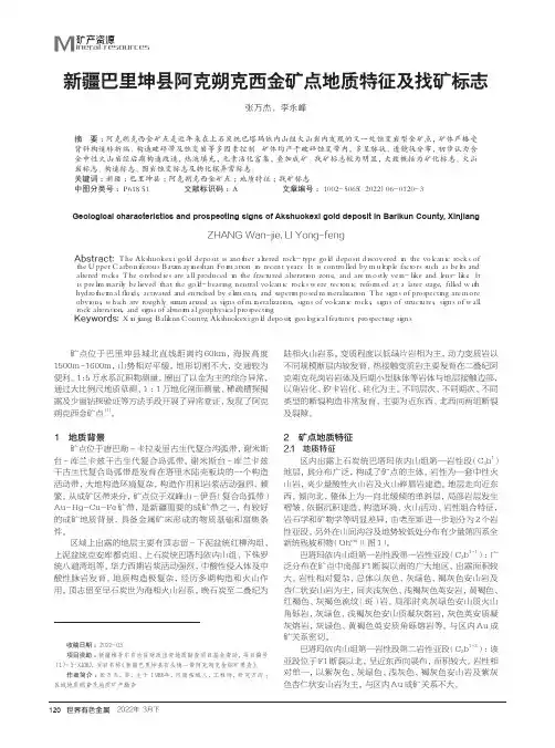 新疆巴里坤县阿克朔克西金矿点地质特征及找矿标志