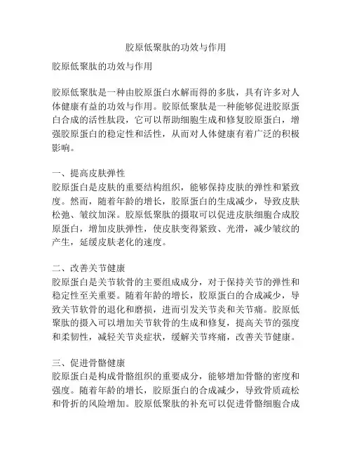 胶原低聚肽的功效与作用