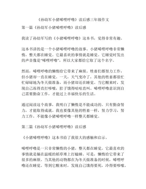 《孙幼军小猪唏哩呼噜》读后感三年级作文