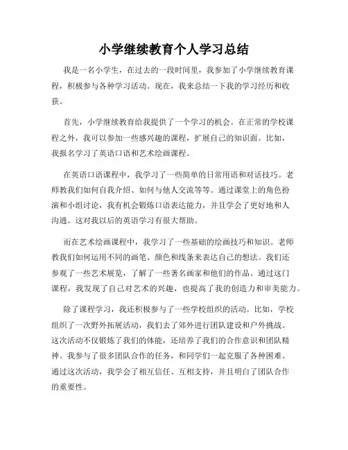 小学继续教育个人学习总结