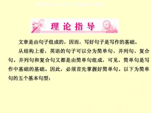 2013年高考英写作专项1 简单句(2015高考)