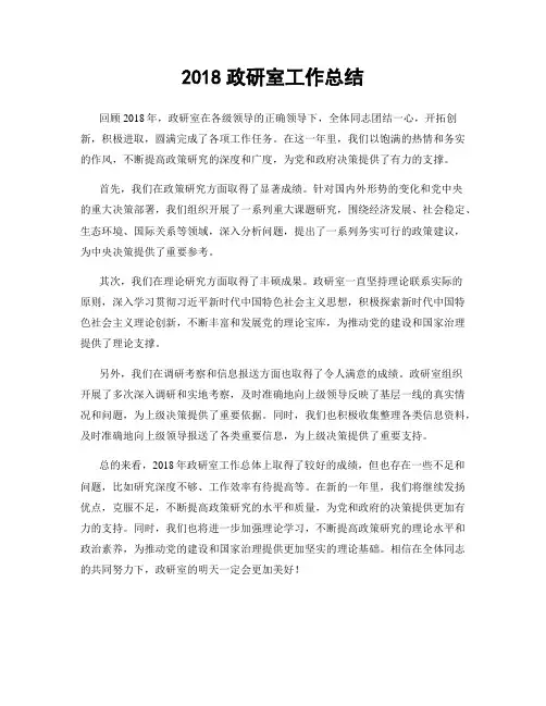 2018政研室工作总结