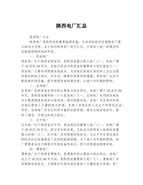 陕西电厂汇总