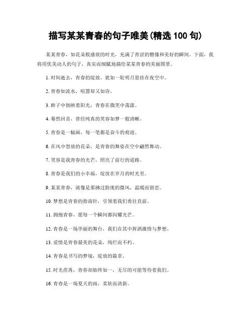 描写某某青春的句子唯美(精选100句)