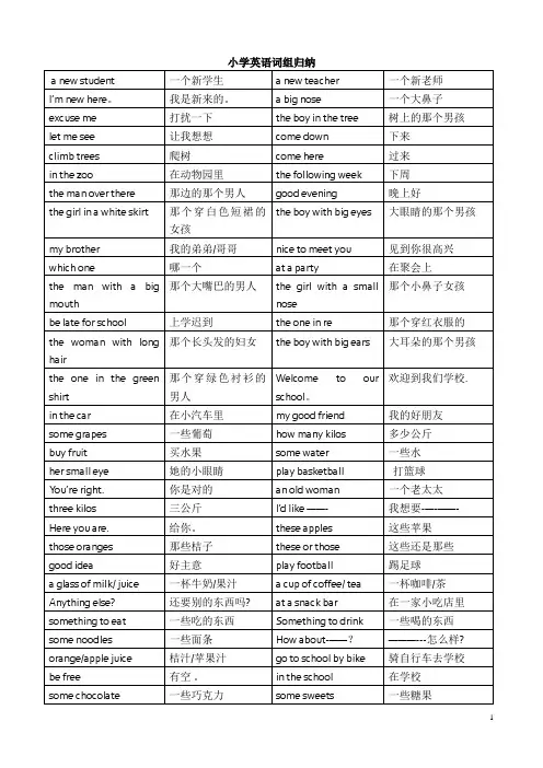 小学英语词组归纳