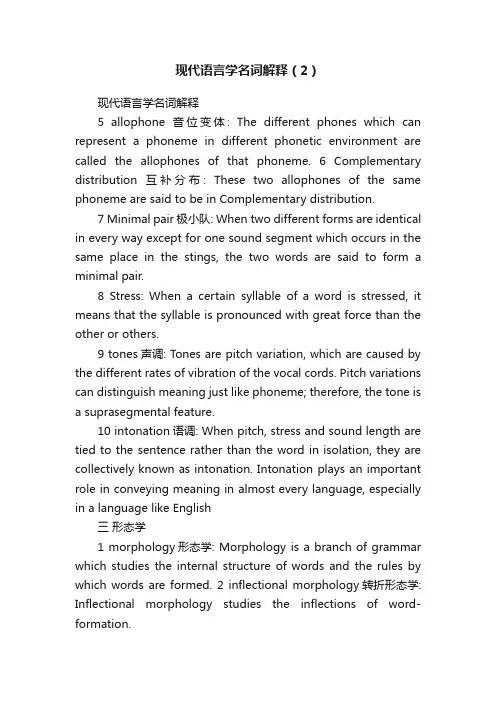 现代语言学名词解释（2）