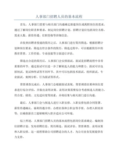 人事部门招聘人员的基本流程