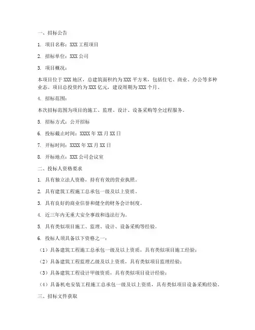 工程项目招标邀标文件