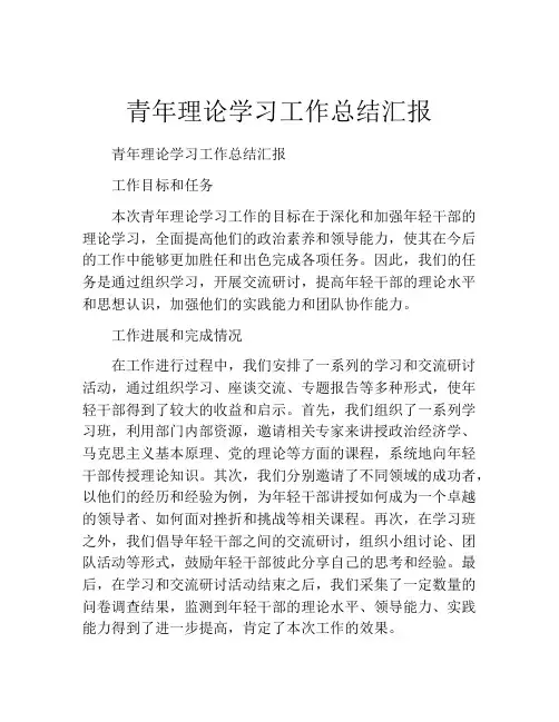 青年理论学习工作总结汇报