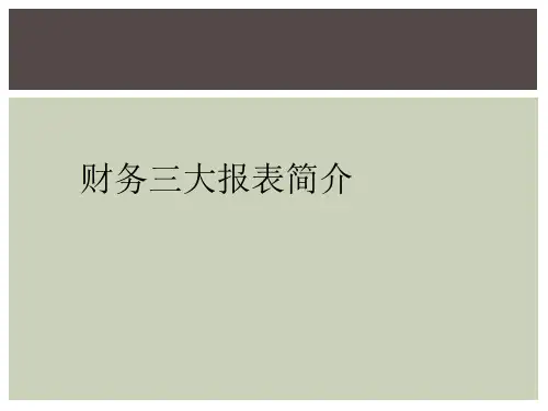财务三大报表简介