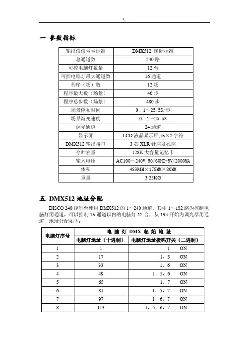 240路灯控台使用说明
