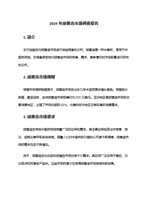 2024年胡黄连市场调查报告