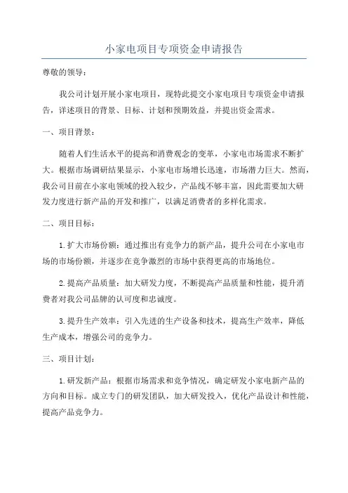 小家电项目专项资金申请报告