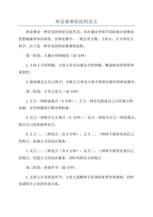 辩论赛赛制流程范文
