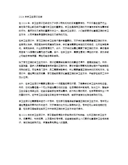 2024年手卫生培训总结范文