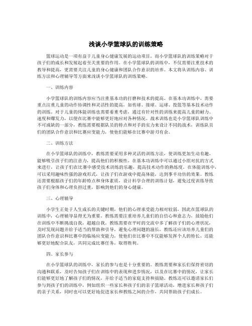 浅谈小学篮球队的训练策略
