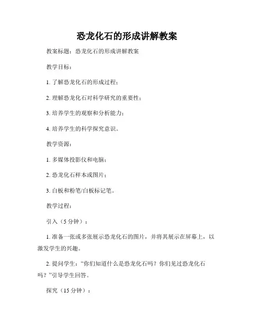 恐龙化石的形成讲解教案