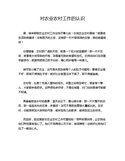 对农业农村工作的认识