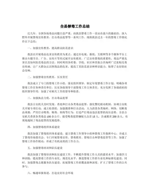 全县禁毒工作总结