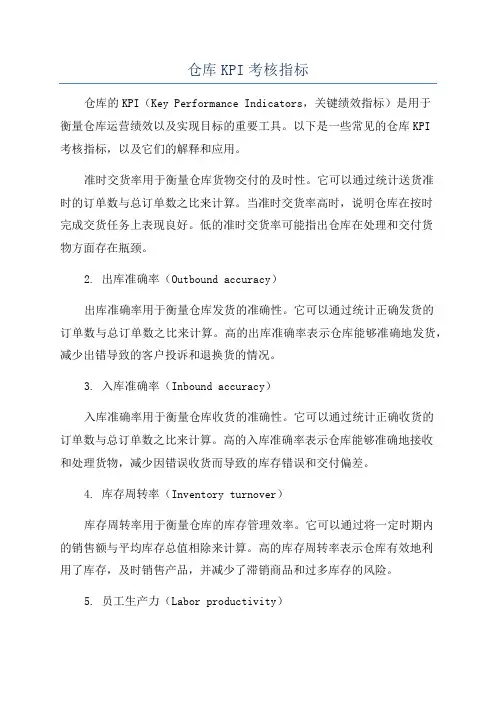 仓库KPI考核指标