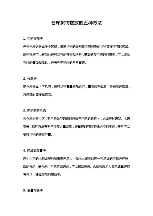 仓库货物摆放的五种方法