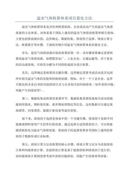 温室气体核算体系项目量化方法