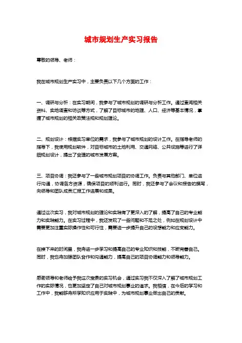 城市规划生产实习报告