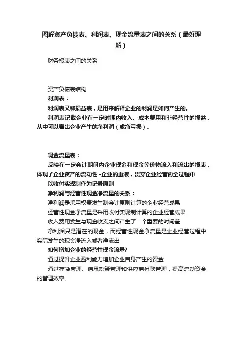 图解资产负债表、利润表、现金流量表之间的关系（最好理解）